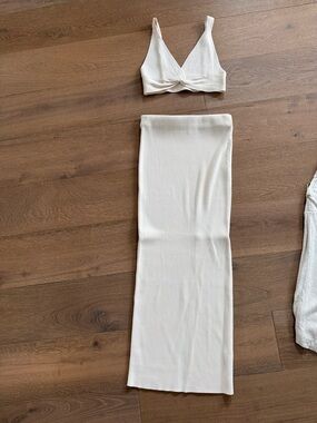 Meshki Cream Knit Two-Piece Set - Crop Top & Maxi Skirt